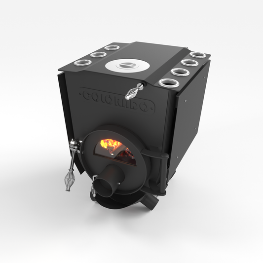 Bullerjan tüüpi ahi COLORADO 00 pliidiplaadi ja klaasuksega (7 toru) / kuni 130m³