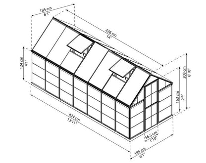 Kasvuhoone HYBRID 1,85x4,24m / 7,88m²