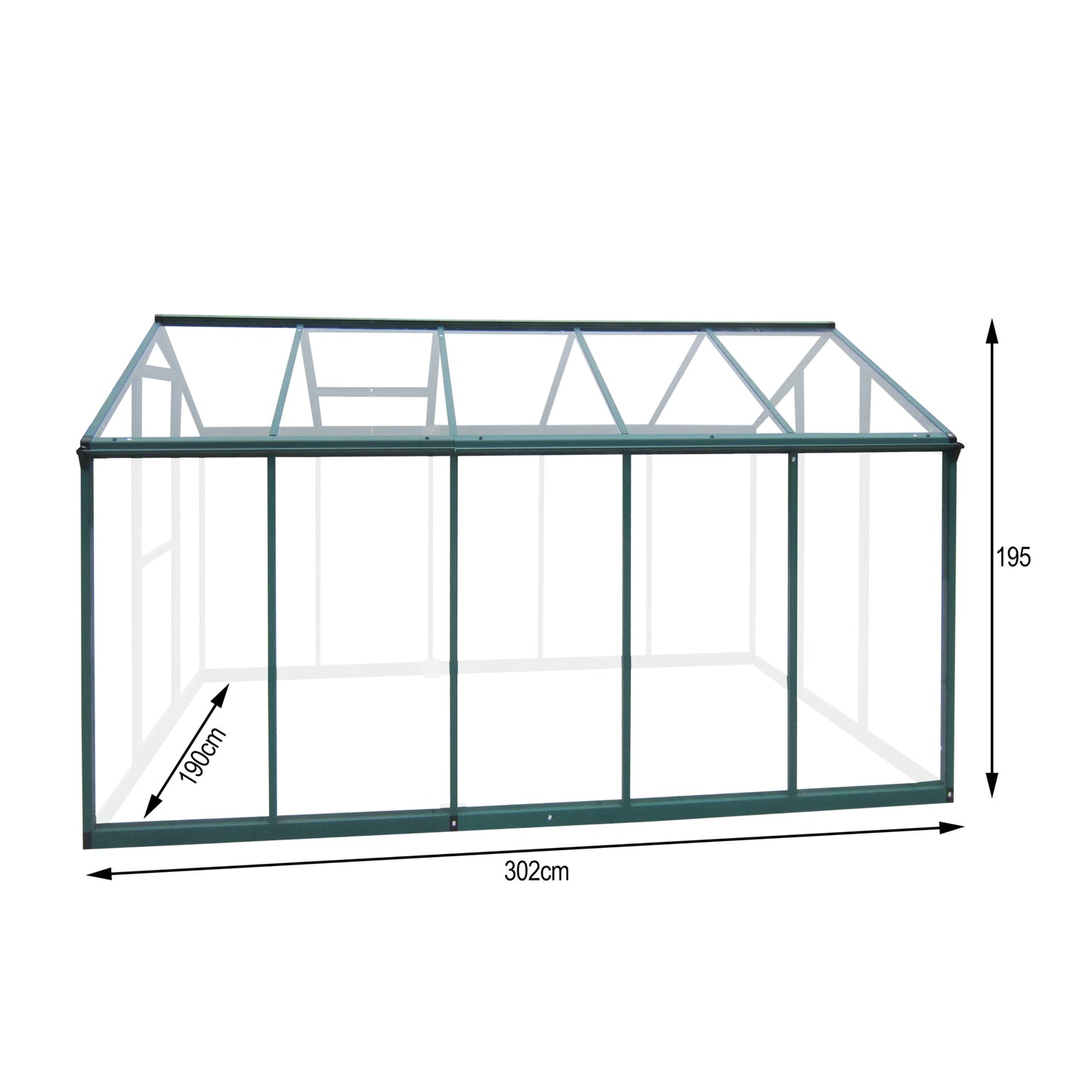 Klaaskasvuhoone 5,7m² Roheline