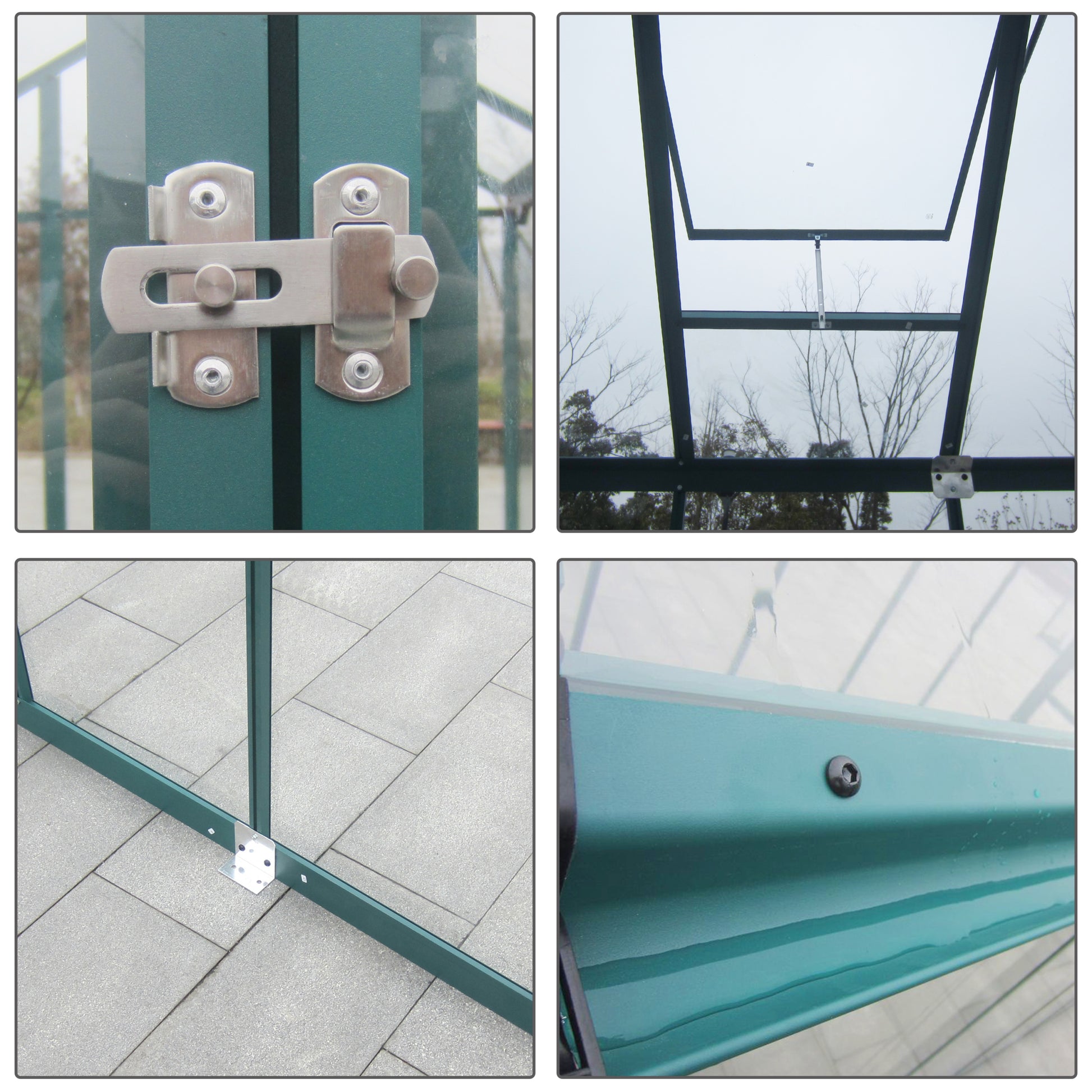 Klaaskasvuhoone 4,3m² Roheline kinnitused