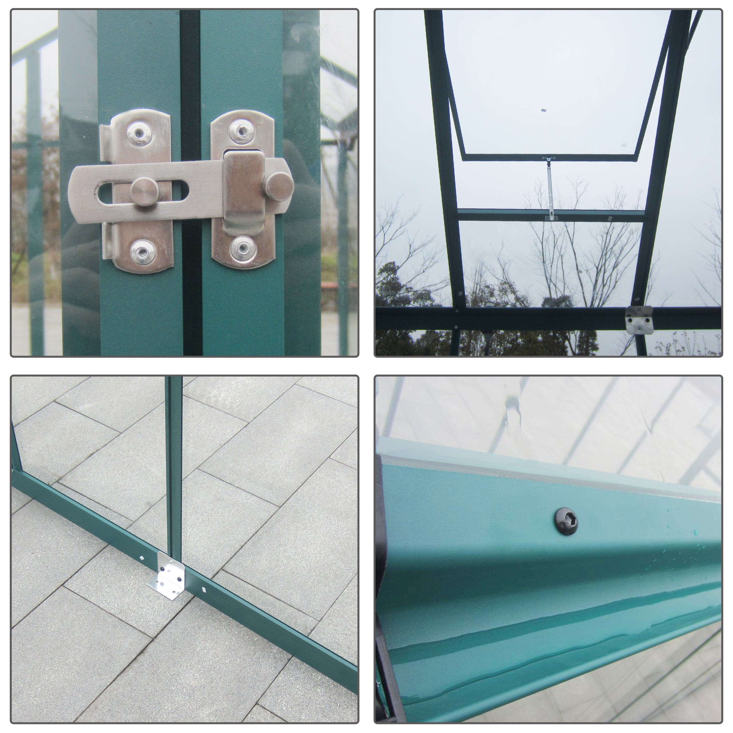 Klaaskasvuhoone 4,3m² Roheline kinnitused