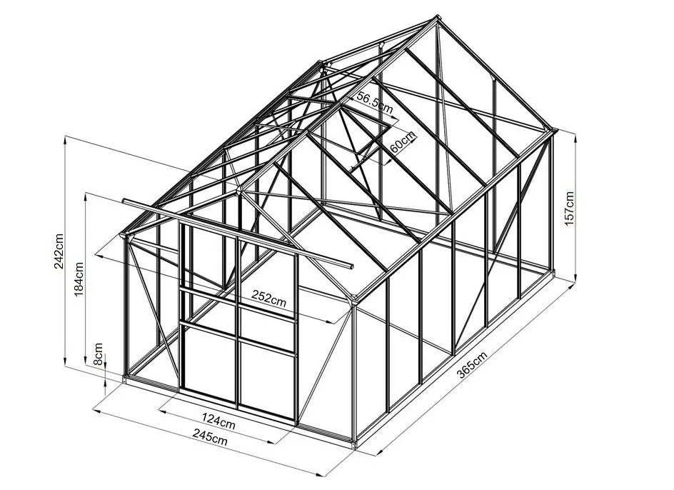 Klaaskasvuhoone 8,94m² Elegant Hall