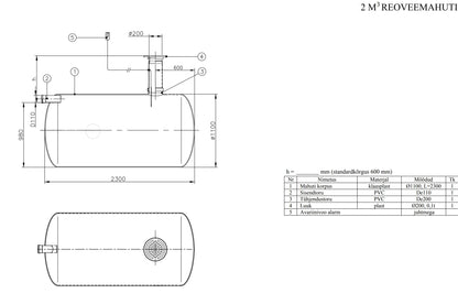 Kogumismahuti 2m³ (∅1100, L = 2300mm)