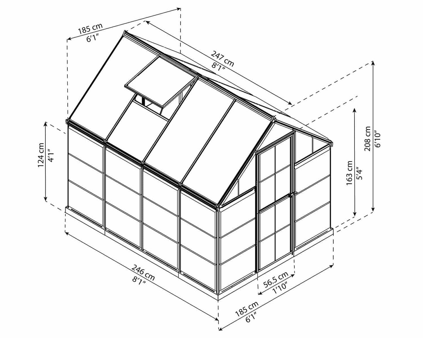 Kasvuhoone HYBRID 1,85x2,47m / 4,6m²