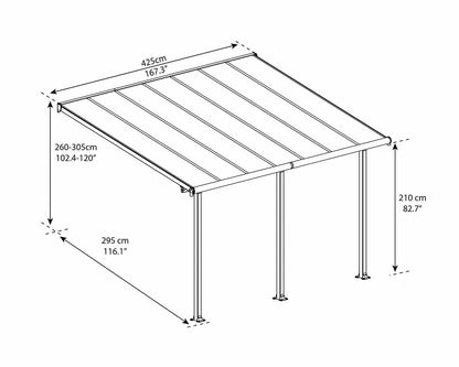Varikatus terrassile Olympia 3x4,25m Hall/Pronks