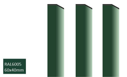 Aiapost nelikantpost 40x60mm roheline RAL6005 / sein 1,4mm